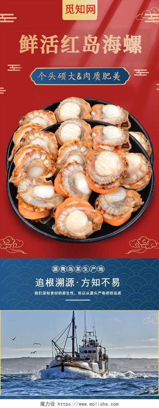 红蓝国潮风格年货节生鲜食品年货节海鲜详情页